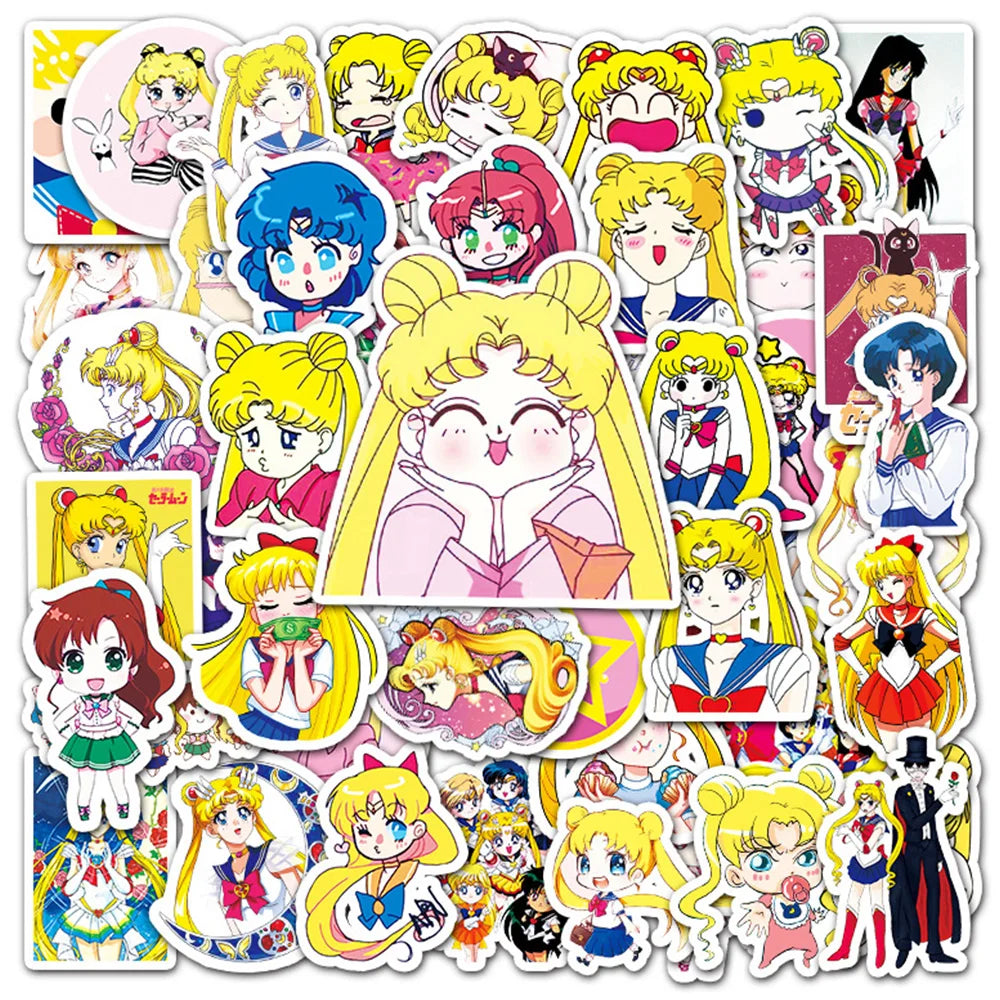 50/100pcs Sailor Moon Anime Waterproof Stickers