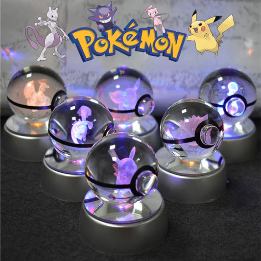 Pokemon 3D Crystal Ball Figurines Lamp Base