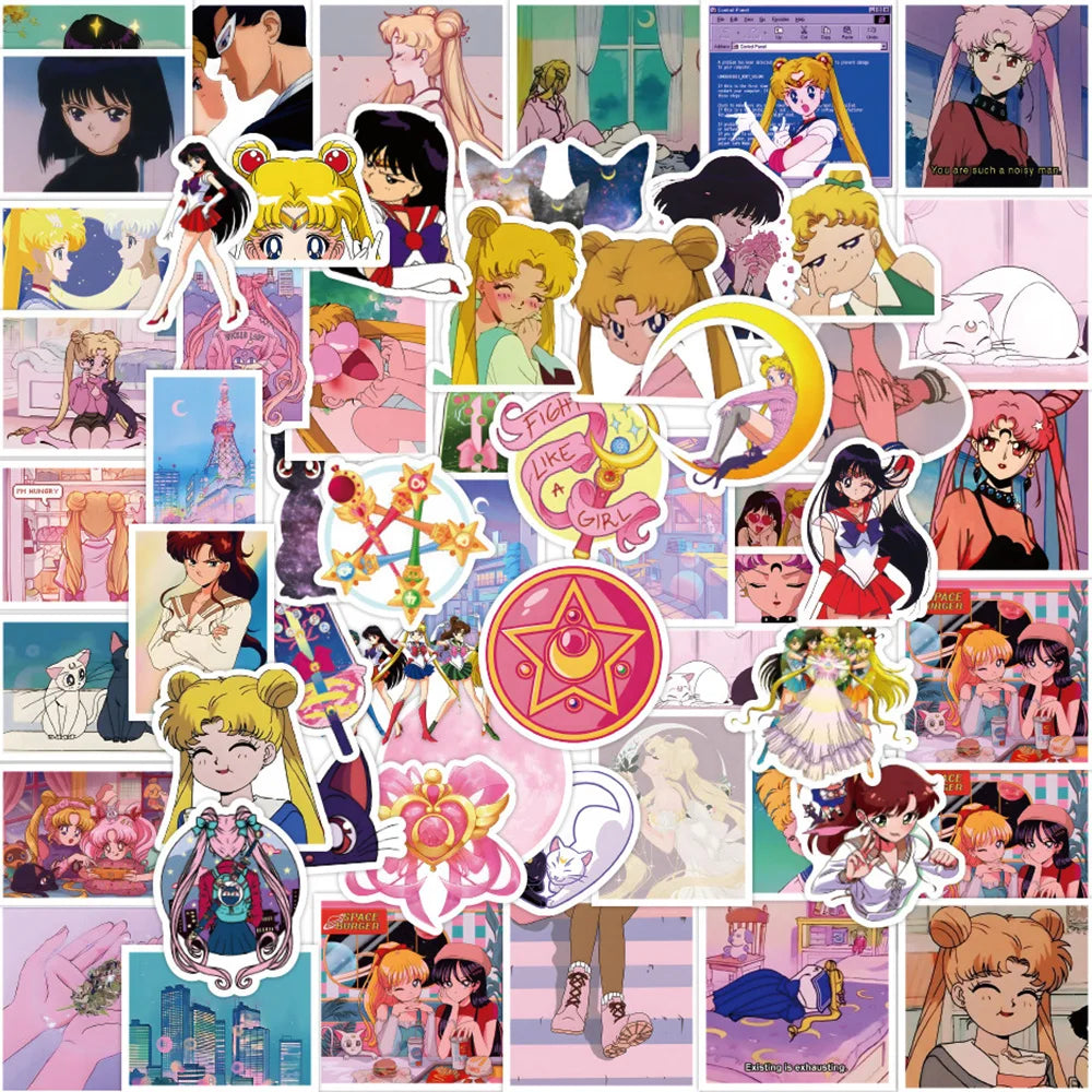 50/100pcs Sailor Moon Anime Waterproof Stickers