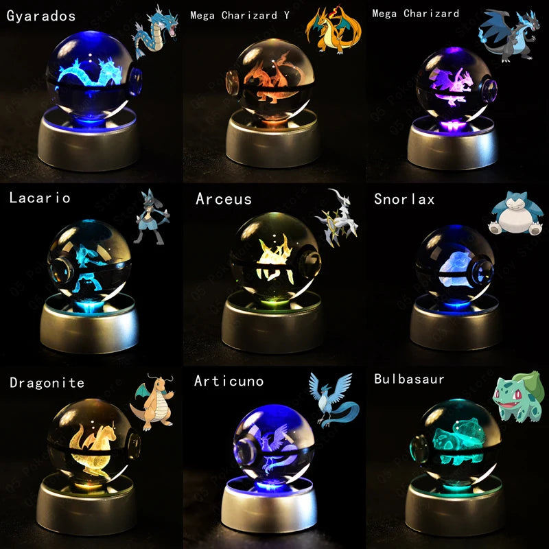 Pokemon 3D Crystal Ball Figurines Lamp Base