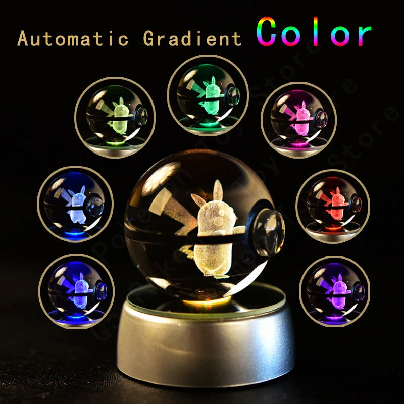 Pokemon 3D Crystal Ball Figurines Lamp Base