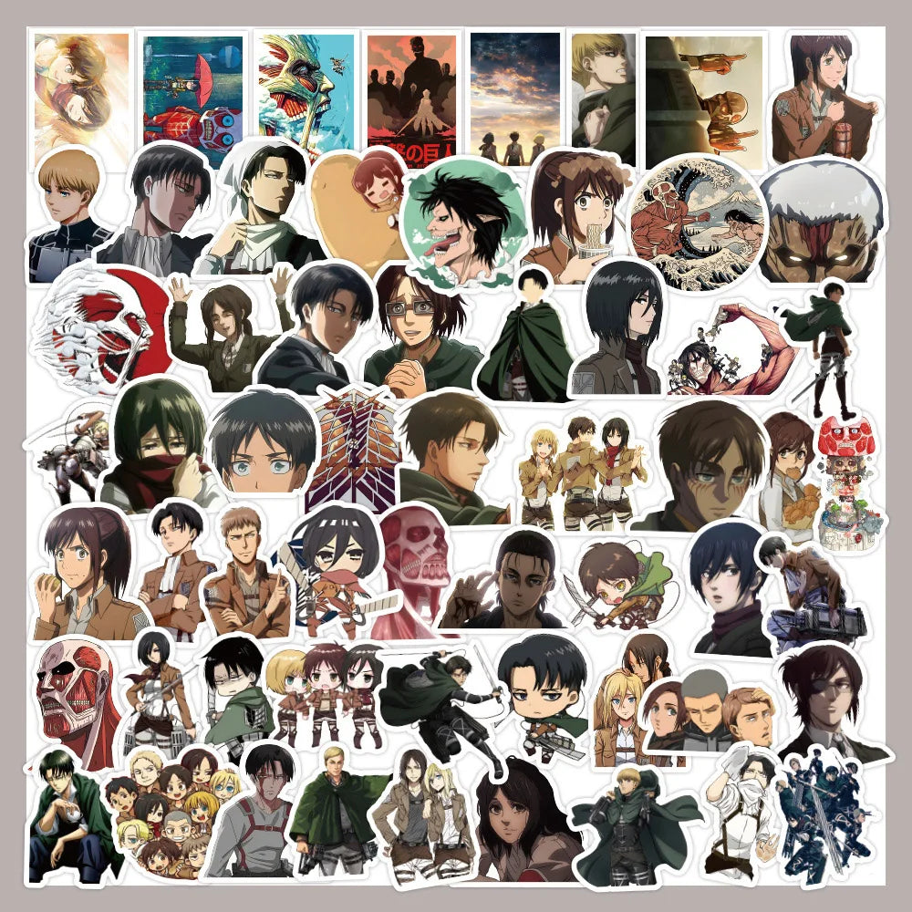 60pcs Attack on Titan Waterproof Stickers for Skateboard Motorcycle Laptop Phone Bike Car