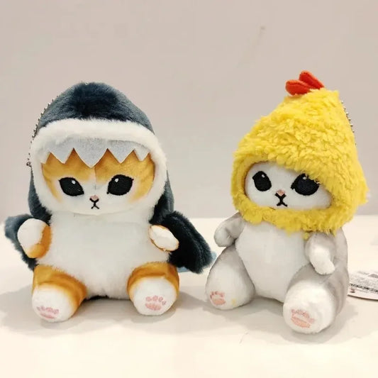 12cm Cartoon Cute Shark Cat and Fried Shrimp Cat Plush Doll