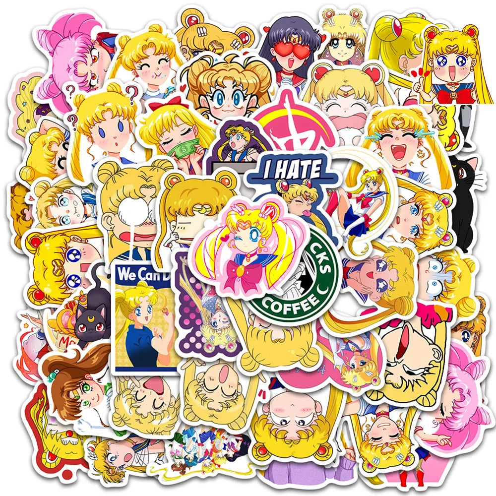 50/100pcs Sailor Moon Anime Waterproof Stickers