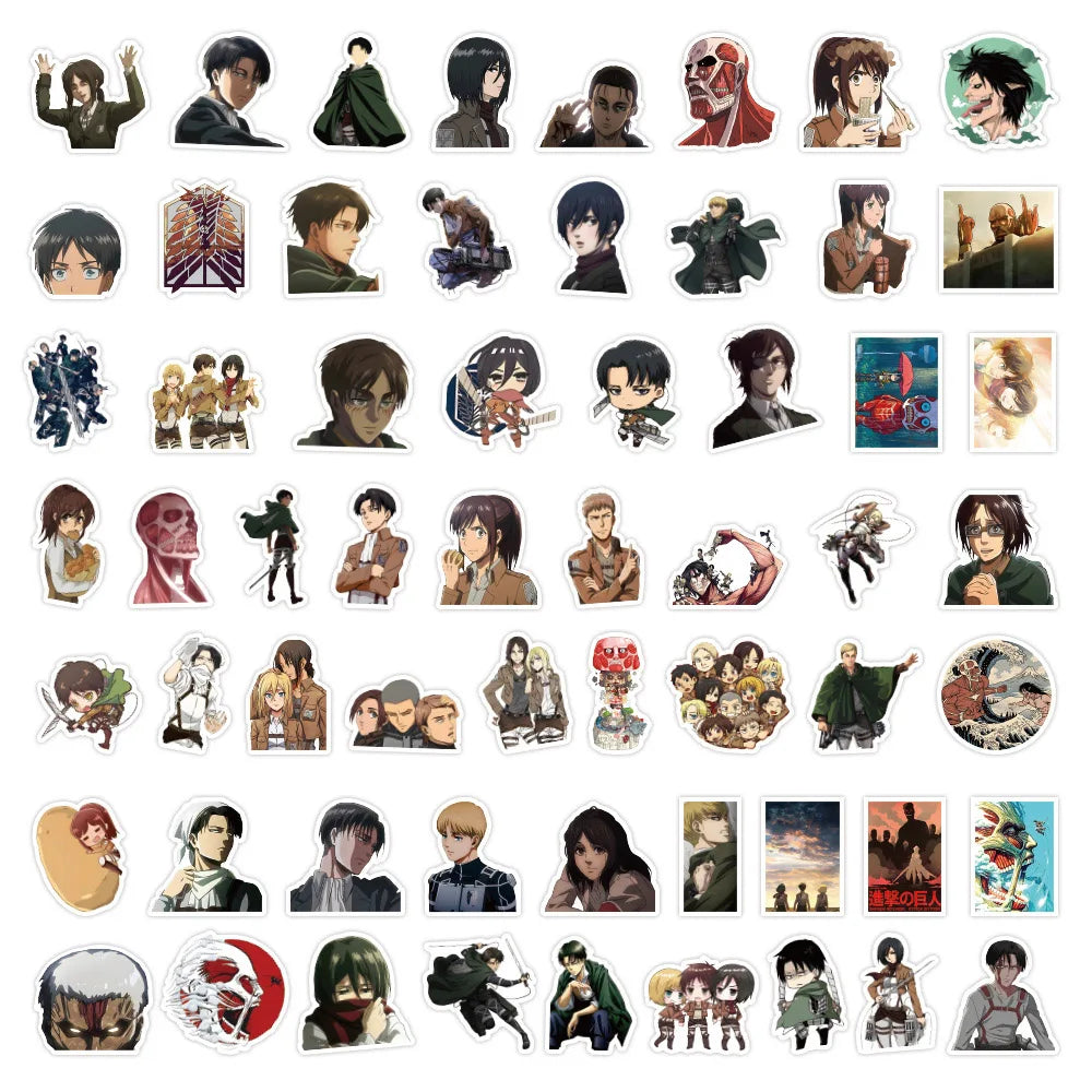 60pcs Attack on Titan Waterproof Stickers for Skateboard Motorcycle Laptop Phone Bike Car