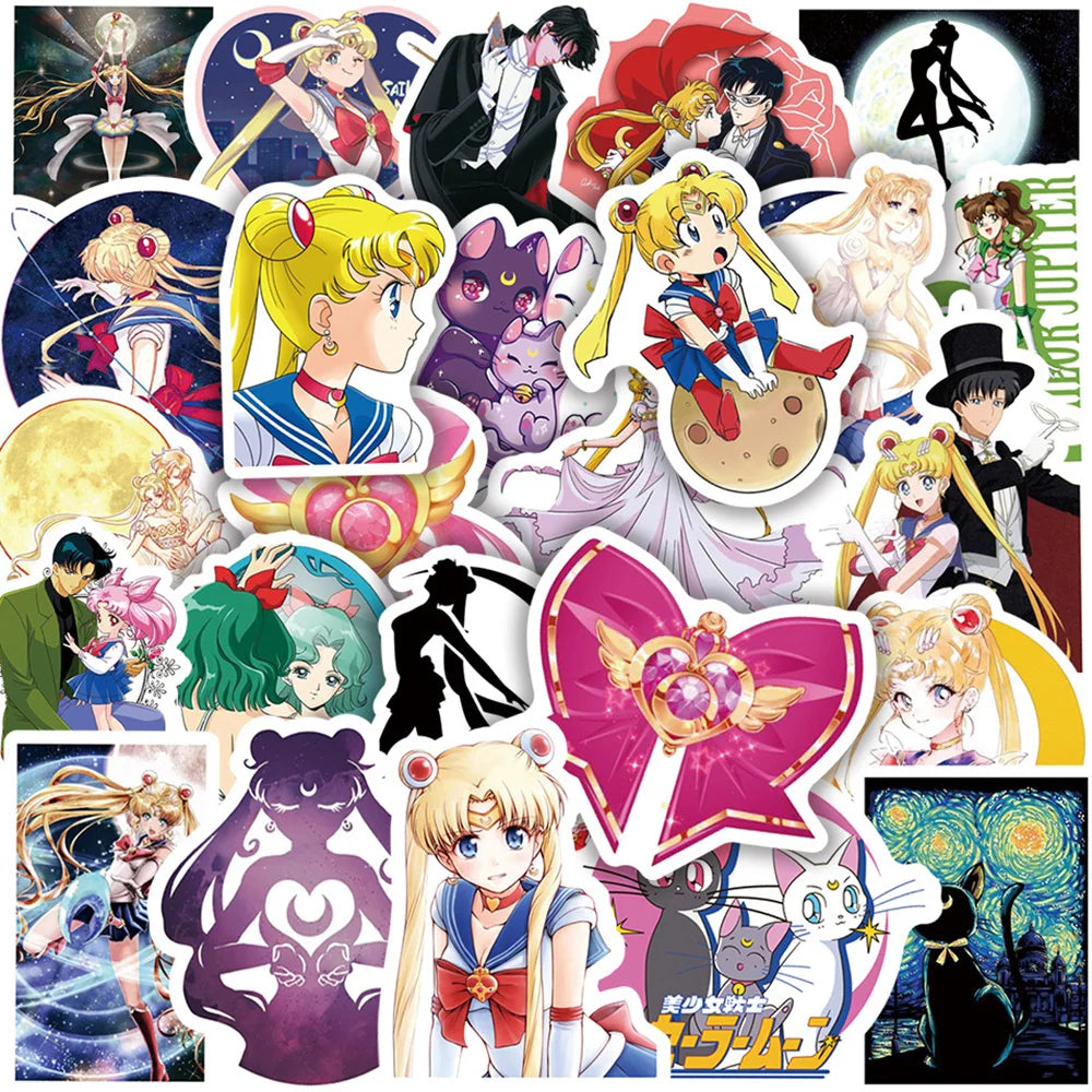 50/100pcs Sailor Moon Anime Waterproof Stickers