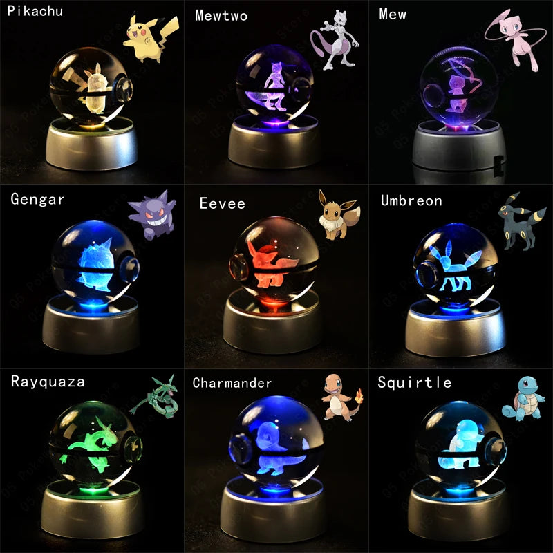 Pokemon 3D Crystal Ball Figurines Lamp Base