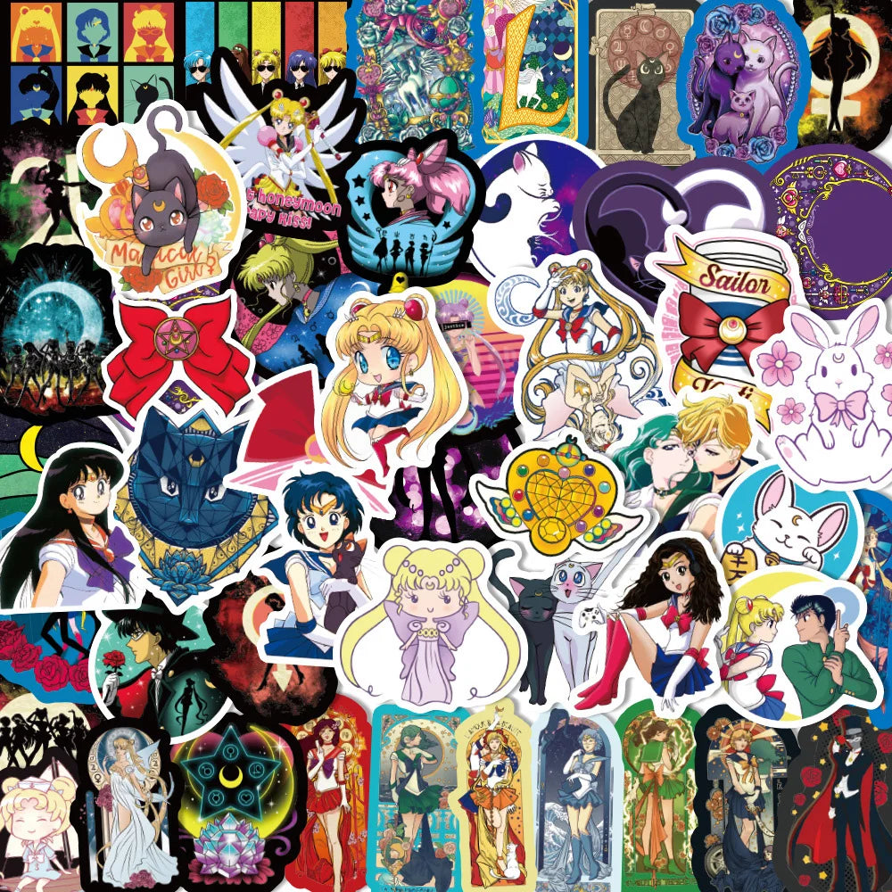 50/100pcs Sailor Moon Anime Waterproof Stickers